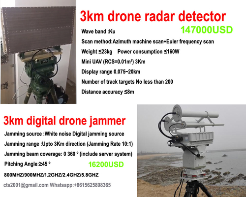Low price 3km drone radar detector Ku bands factory direct